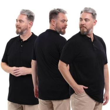 Imagem de Kit 3 Camisa Polo Plus Masculina Piquet Dia a Dia-Masculino