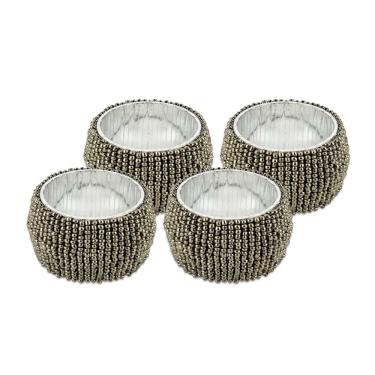 Imagem de Kit Argola para Guardanapo Le Miçanga Prata 4 Unidades