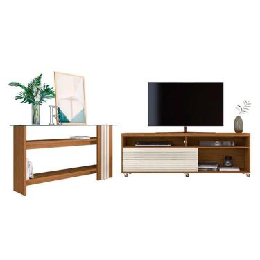 Imagem de Rack Bancada com Aparador Frizz Cross Naturale Off White – Madetec