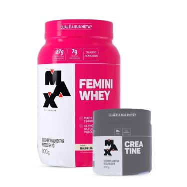 Imagem de Combo Whey Feminino 900 Gr e Creatina 300g Max Titanium-Feminino