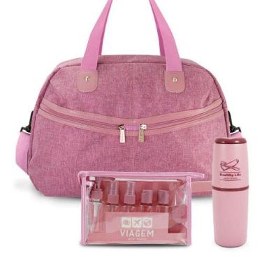 Imagem de Kit Bolsa De Viagem + Porta Escova De Dente + Frascos De Viagem 10 Peç