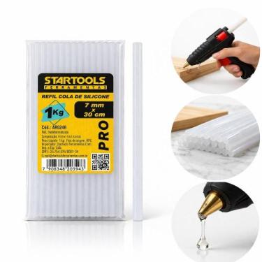 Imagem de Bastao refil de cola quente fino 80 refil silicone 30cm 7mm pacote 1kg