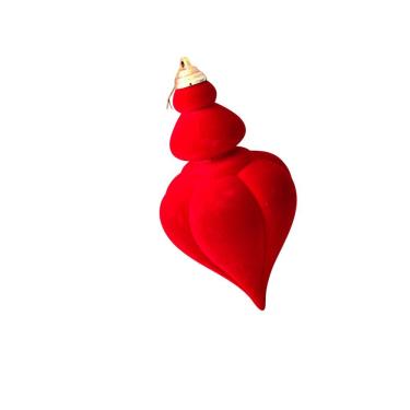 Imagem de Enfeite Decorativo de Natal Enfeite Natal Pendura Cabaça Veludo Alt. 24CM X Diam. 12CM para Pendurar Vermelho Cromus