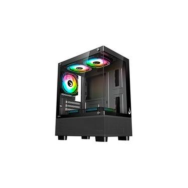 Imagem de Gabinete Gamer Rise Mode Crystal Glass 02, Mid Tower, Lateral e Frontal em vidro, Preto...