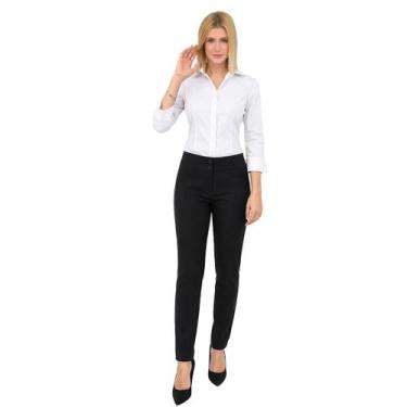 Imagem de Calça Social Feminina Milano Cós 7cm Anatômico com Bolsos - DEMORGAN, 