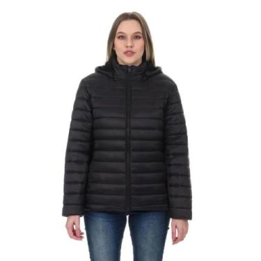 Imagem de Jaqueta Feminina Puffer Bobojaco Capuz De Nylon Impermeável - Blue Ros