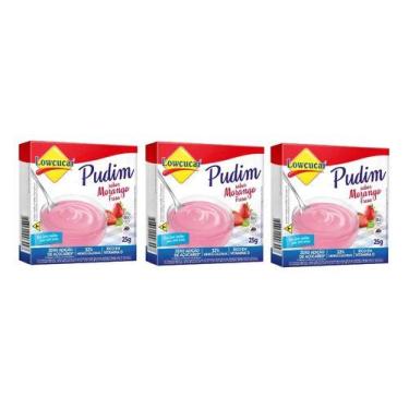 Imagem de Kit 3 Pudim Diet Zero Açucares Sabor Morango Lowçucar