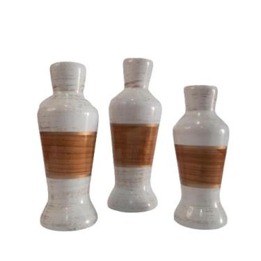 Imagem de Trio Vasos Garrafa Decoração Cerâmica  - Arte e Flores