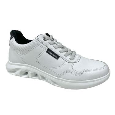 Imagem de Tenis Casual Couro Masculino Pegada 110804 Lançamento, Branco, 42