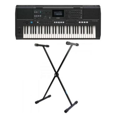 Imagem de Kit Teclado Yamaha PSR-E483 + Suporte em X