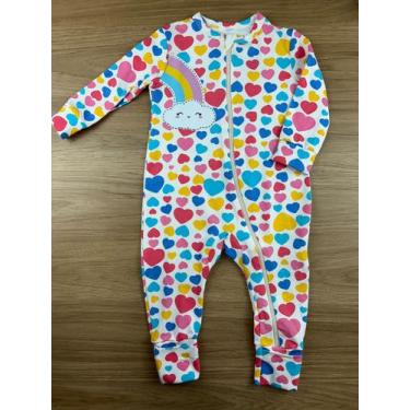 Imagem de Macacão para Bebê Feminino Vira Pé Nuvem Coração - Brandili, G