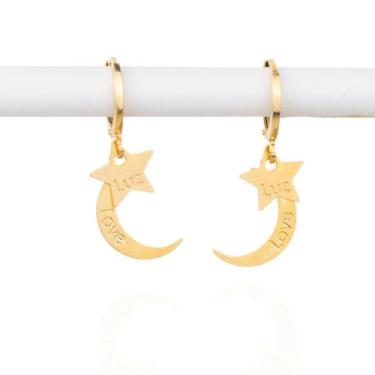 Imagem de Brinco argolinha estrela e lua (luz/love) - Brimatto