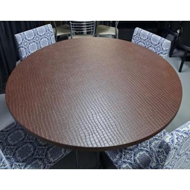 Imagem de Tampo Mesa de Jantar Redondo Croco Marrom - Via Decor