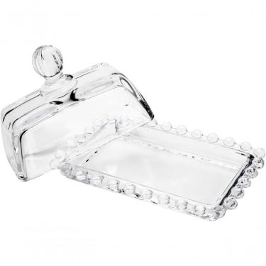 Imagem de Manteigueira de Cristal Linha Pearl para Servir com Tampa Decorativa Design Elegante Transparente Wolff