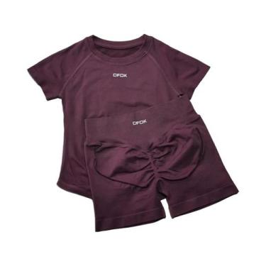 Imagem de Conjunto Esportivo Feminino De Secagem Rápida Sem Costura 2 Peças: Top