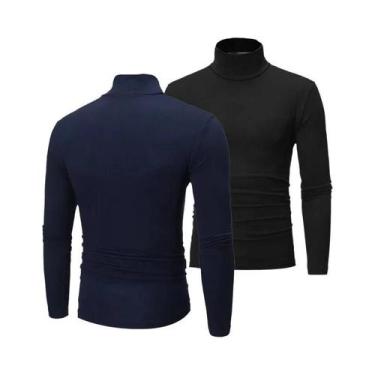 Imagem de Camiseta Masculina De Manga Longa Com Gola Alta, Slim Fit, Moda Casual