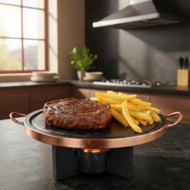 Imagem de Fondue De Carne 32 Cm Pedra Sabão Chapa E Fogareiro - So Jos