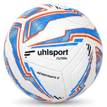 Imagem de Bola de Futsal Uhlsport Aerotrack II Oficial, Branco, Azul, Laranja