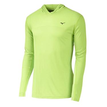 Imagem de Mizuno Moletom feminino com capuz e mapa do corpo de corrida, verde flash/preto, GG