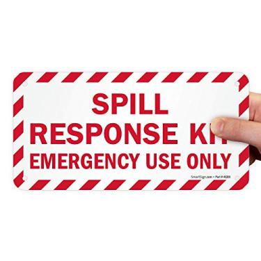 Imagem de SmartSign -LB-1515-PL "Kit de resposta a derramamento - Apenas uso de emergência" placa | 12,7 x 25,4 cm plástico
