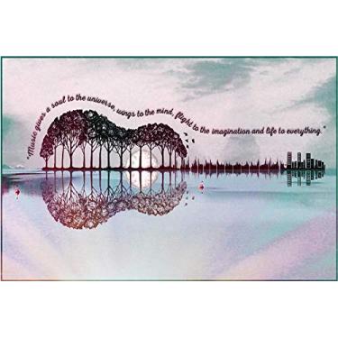 Imagem de Quebra-cabeças Wobehsk para adultos, decoração de parede de paisagem de árvore de guitarra, quebra-cabeças de madeira (500 peças, decoração de parede de paisagem)