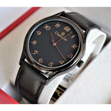 Imagem de Relogio Champion Preto Couro Numeros Cn20024n