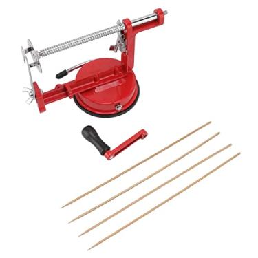 Imagem de lâmina de aço inoxidável giratória manual multifuncional resistente à ferrugem descascador torcido vermelho para a maioria das frutas e legumes como batatas,Cortador espiral de batata, cebolas