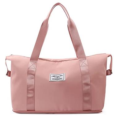 Imagem de Bolsa de viaje para mujer - Bolsas de fin de semana para mujer, bolsa de playa Yym Bag Duffle Bag Carry on Bag Travel Essentials (Rosado)