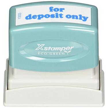 Imagem de Xstamper 1333 apenas para depósito, carimbo de borracha gravado a laser pré-pintado, tinta azul, tamanho da impressão: 1/2" x 1-5/8"