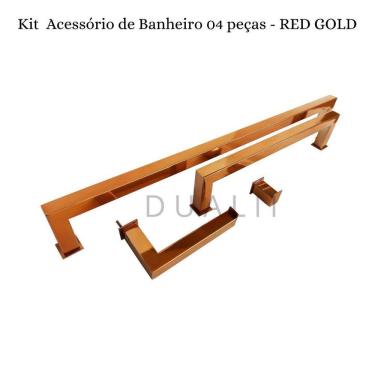 Imagem de Acessório Banheiro Kit 04 Peças -Toalheiro - Red Gold- Inox