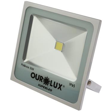 Imagem de REFLETOR LED SLIM 50W 6500K BIVOLT OUROLUX BRANCO 120°