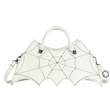 Imagem de Aobiono Bolsa de asa de morcego gótica Y2K Teia de Aranha Bolsa tiracolo Kawaii Dark Academia Emo Grunge Alt Estética, Branco, Large, Mochilas de Viagem