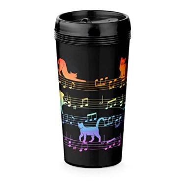 Imagem de Copo Viagem 520ml Preto Arco Iris Gato Musical