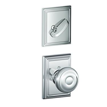 Imagem de Schlage Lock Company F59GEO625ADD Conjunto de maçanetas interiores georgiano com fechadura de cilindro único, cromado brilhante (apenas metade interior)
