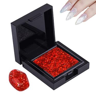 Imagem de Yajun Purpurina em pó para unhas, gel de arte sólida 3D, esmalte brilhante, manicure, decoração, espelho, pigmento, kit com paus de sombra de olhos, decoração de arte clássica, 3 peças, vermelho, 4 x 4 x 1,5 cm