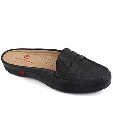 Imagem de MARC JOSEPH NEW YORK Womens Casual Genuine Leather Flat Mules Sandals Closed Toe Backless Comfortable Lightweight Fashion Loafer with Penny Detail Slip-on Slides Black Tumbled 7