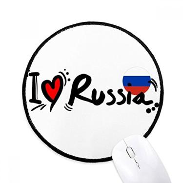 Imagem de I Love Russia Word Flag Heart Mouse Pad Desktop Office Tapete redondo para computador