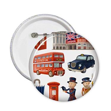 Imagem de Royal Soldiers Red Telephone Booth Grã-Bretanha Broche Emblema Acessório Decoração 5 peças