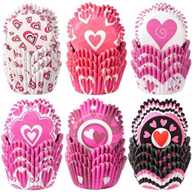 Imagem de 600 peças de forros de cupcake de casamento estilos sortidos ouvir cupcake, assadeiras de papel, bandejas de muffin para decorações de festa de casamento e aniversário (estilo elegante)