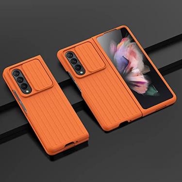 Imagem de Para Samsung Z Fold 3 case Simples Slide Folding phone case para Samsung Galaxy Z Fold3 ZFold3 W22 Shockproof Hard PC Back Cover, orange, for Samsung Z Fold 3