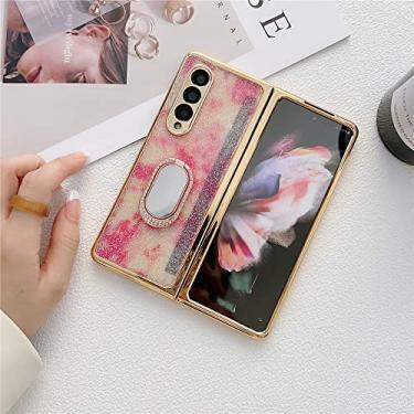 Imagem de Capa de telefone Glitter Diamond para Samsung Z Fold 3 5G com suporte de anel para Z Fold3 câmera traseira para Galaxy Z Fold 3 casos, C, para Z Fold 3