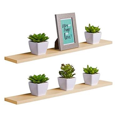 Imagem de Kit 2 Prateleiras 60 x 10cm Bege Claro Suporte Invisível