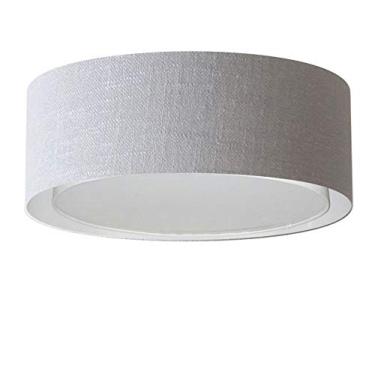 Imagem de Plafon Duplo Cilíndrico Cúpula Tecido 60x25 cm, Vivare Iluminação, Plafon3037 CZ, Cinza, Grande