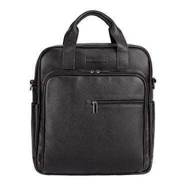 Imagem de Pasta transversal de couro com alça Bernardo - Preta