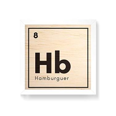 Imagem de Arte Maníacos Quadro decorativo com moldura caixa branca em Madeira - Hamburguer Elemento - 30x30cm