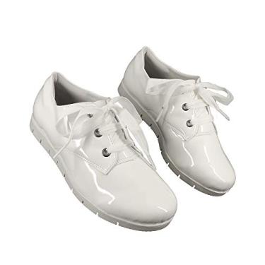 Imagem de Tênis Feminino Branco Trabalho Enfermagem Médico Confortável AM601B Cor:1-Branco-Verniz;Tamanho:37