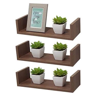 Imagem de Kit 3 Prateleiras U 40 x 20cm Nogal Suporte Invisível