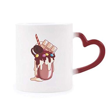 Imagem de Biscoitos em creme chocolate e açúcar sorvete Caneca sensível ao calor Caneca vermelha que muda de cor