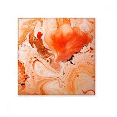 Imagem de Azulejo de cerâmica com padrão moderno abstrato de mármore branco laranja brilhante decalque de pedra adornada tijolo vitrificado
