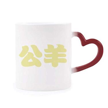 Imagem de Gongyang Personagem de sobrenome chinês Caneca sensível ao calor Copo de grés que muda de cor vermelha